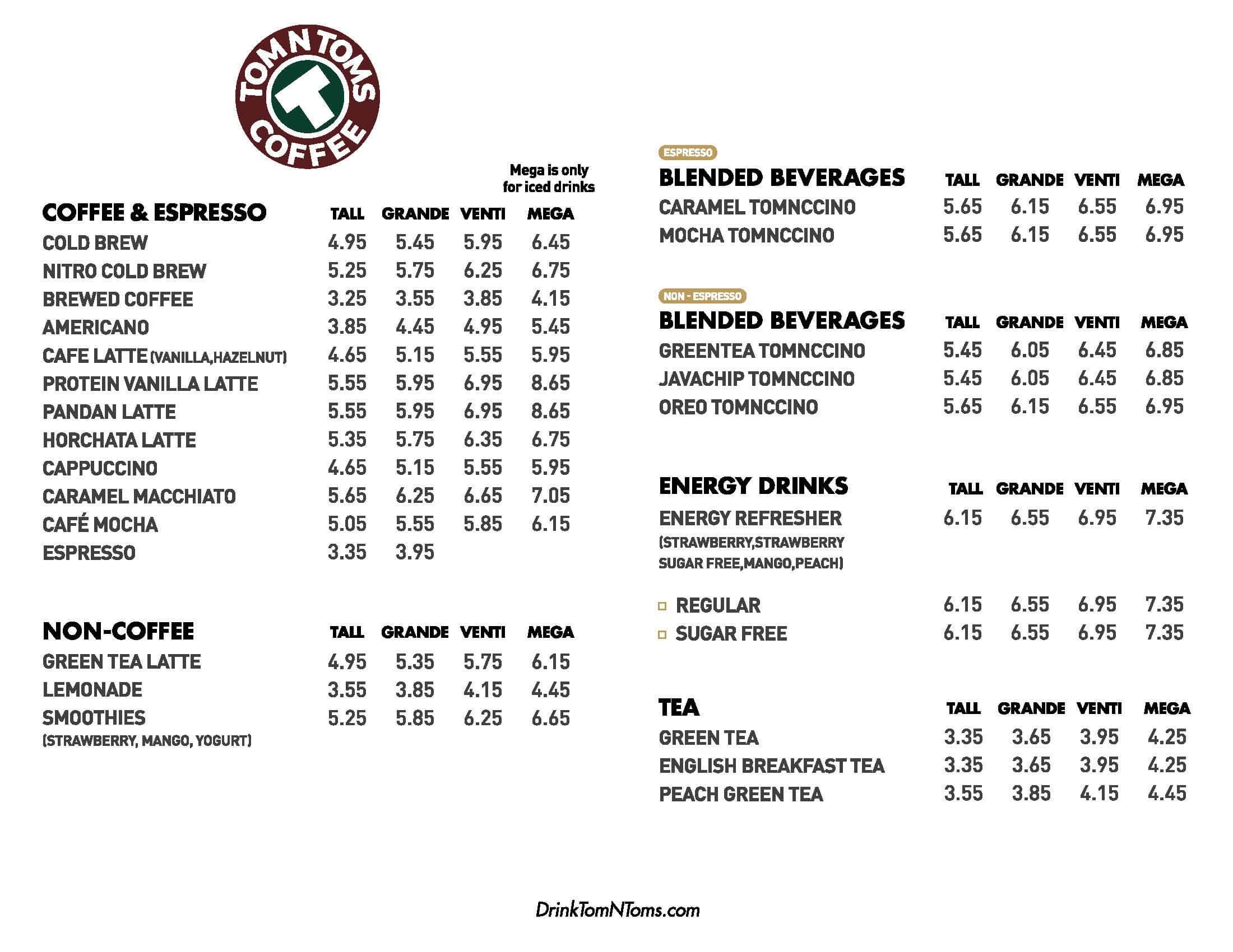 Menu for Gessner Drive Tom N Toms part 1 Menu for Gessner Drive Tom N Toms part 1